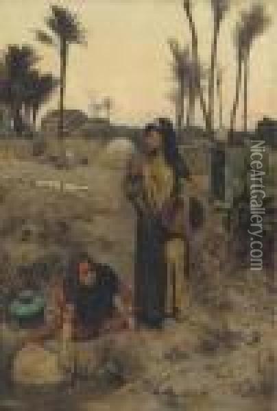 The Water Carriers Oil Painting - Charles Wilda