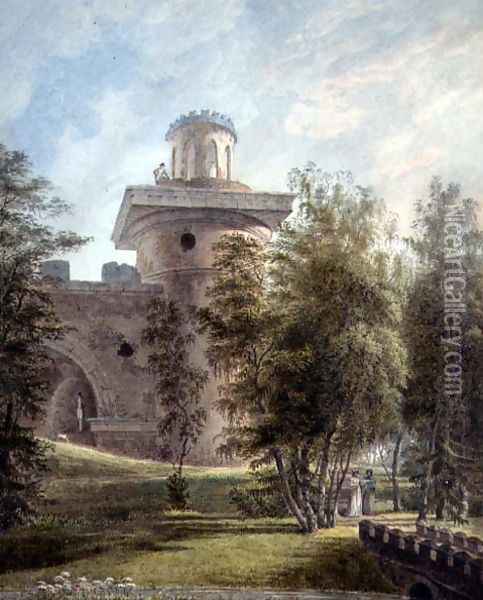 View of the Picturesque Park and Observatory at Tsarskoye Selo Oil Painting - J. Tearnof