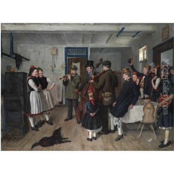 Die Feier Oil Painting - Johannes Kleinschmidt