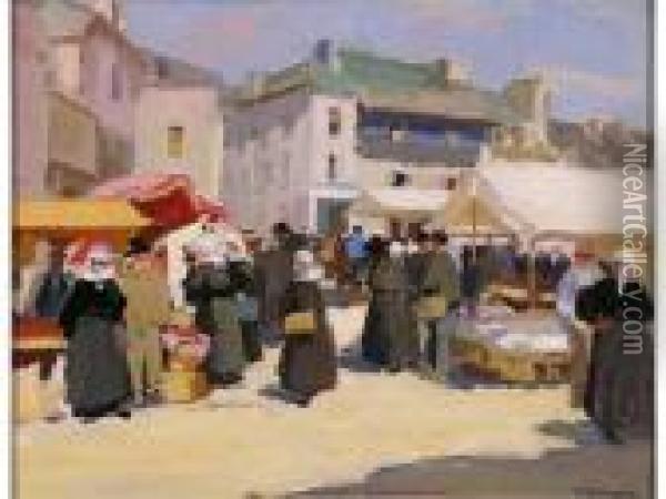 Le Jour Du Marche Oil Painting - Henri Alphonse Barnoin