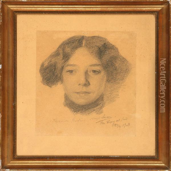 Portrait Of Signorita Josefine Oil Painting - Hugo Valdemar Larsen