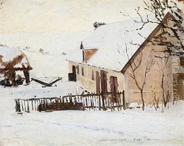 Winter Day In Antoinettesminde. Presumably From The Artist's Home In Morkov, Denmark Oil Painting - Viggo Pedersen