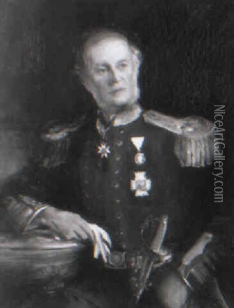 Portrait Of Admiral Sir Francis Leopold Mcclintock Oil Painting - Philip Alexius De Laszlo
