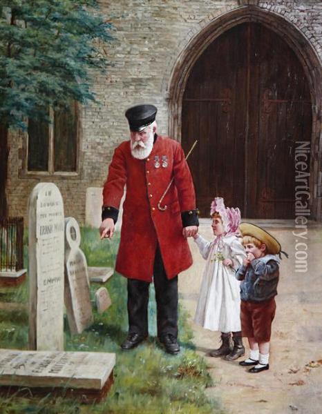 A Walk With Grandpa Oil Painting - Augustus Edwin Mulready