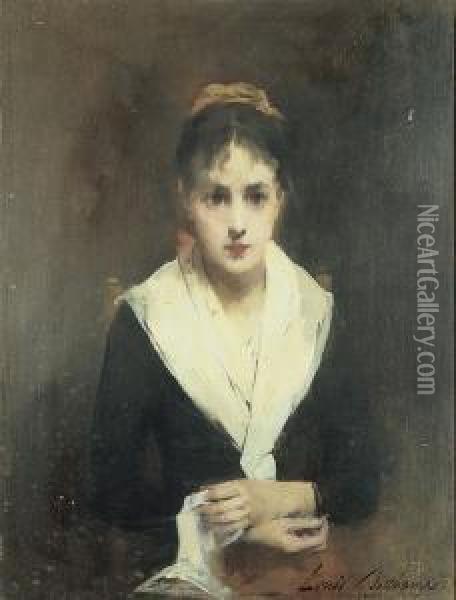 Portrait De Jeune Femme Oil Painting - Louis Henri Deschamps