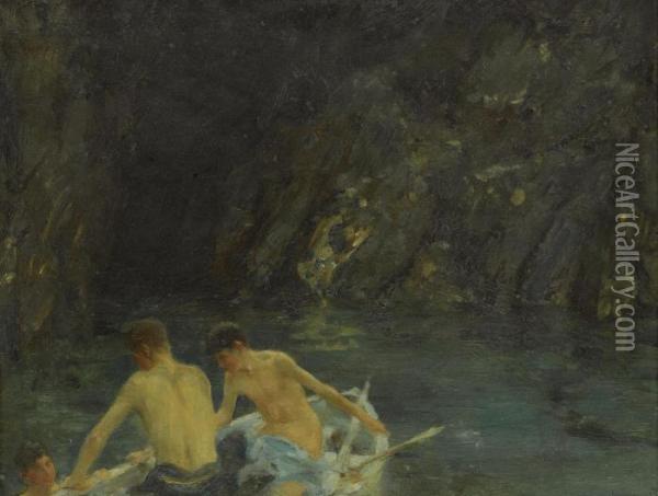 The Cavern Oil Painting - Henry Scott Tuke