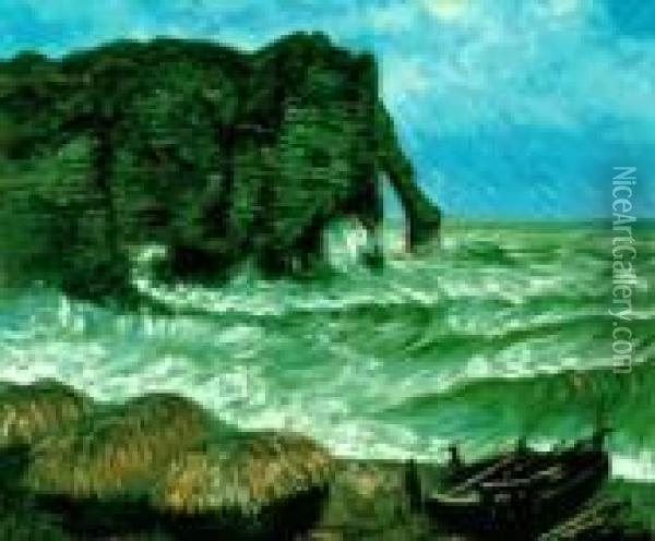Rough Sea At Etretat Oil Painting - Claude Oscar Monet