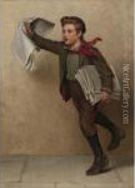 Extra, Extra (the Paper Boy) Oil Painting - John George Brown