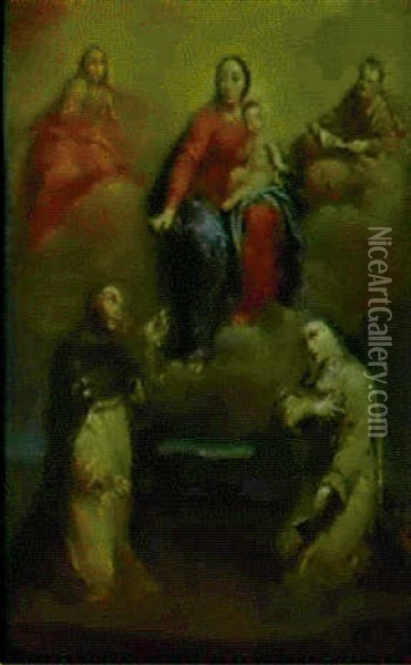 Madonna Del Rosario Con Sant'antonio E Santa Caterina Oil Painting - Luigi Crespi