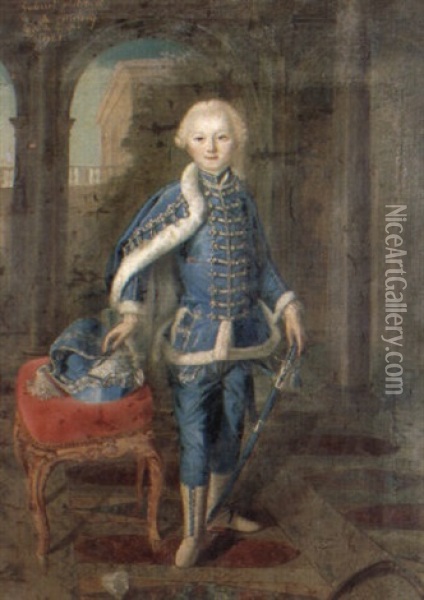 Portrait De Gabriel Philibert De Mervey, Ag, De Quatre Ans Oil Painting - Louis Michel van Loo