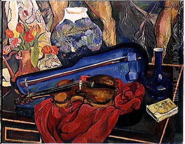 The Violin Case, 1923 Oil Painting - Suzanne Valadon