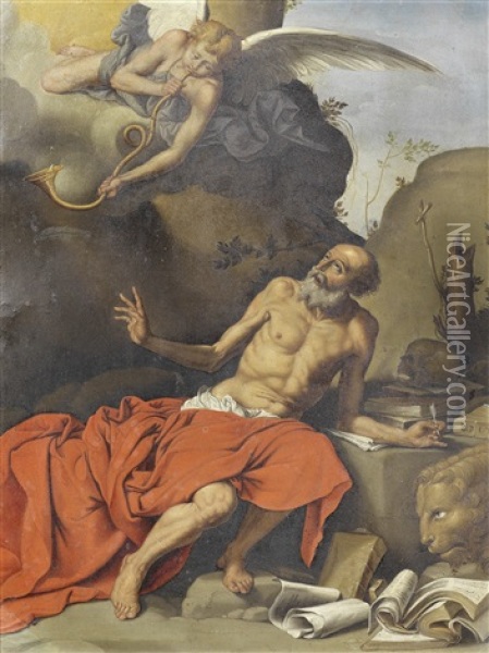 Saint Jerome And The Angel Oil Painting - Jusepe de Ribera
