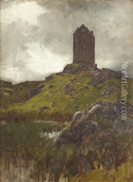 Smaylholm Tower, Roxburghshire Oil Painting - George Reid