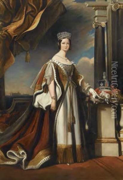 Portrait De La Reine Victoria Oil Painting - George Hayter