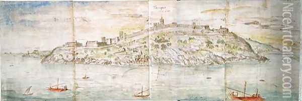 Panoramic View of Tarragona from the Sea Oil Painting - Anthonis van den Wyngaerde