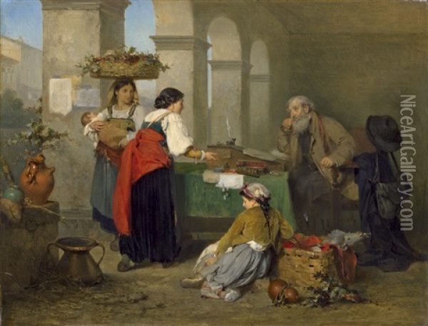 Beim Geldverleiher Oil Painting - Karel Frans Philippeau
