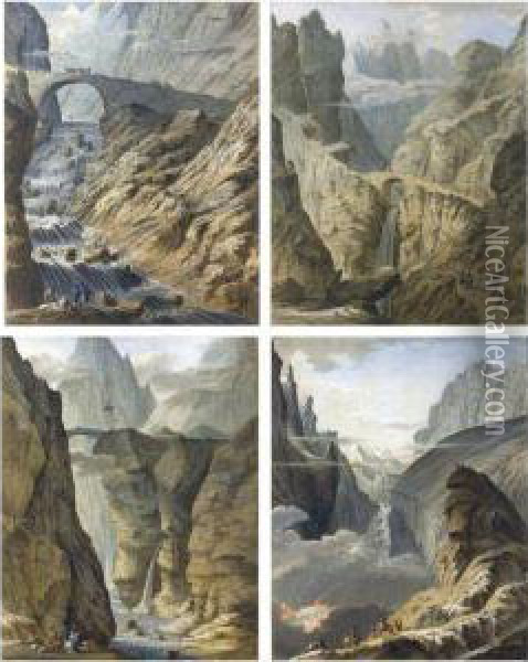 Four Views Of Switzerland Oil Painting - Samuel Hieronymus Grimm