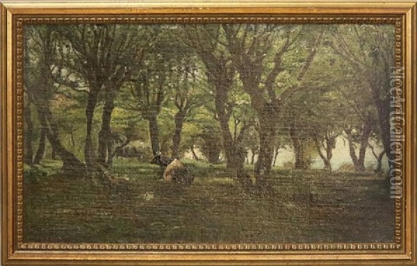 Sonnendurchflutete Anhohe Mit Kuhen Unter Baumen Oil Painting - Paul Vorgang