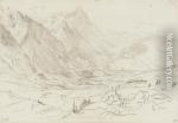 View Of Grundelwald, Switzerland Oil Painting - Edward Lear