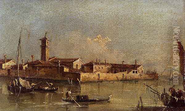 View Of The Island Of San Michele Near Murano, Venice Oil Painting - Francesco Guardi