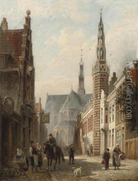 Hotel De Ville D'alkmaar Oil Painting - Cornelis Christiaan Dommersen
