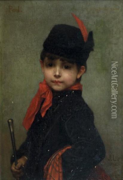 Portrait De Paul Lefebvre Enfant Enecossais Oil Painting - Jules Joseph Lefebvre