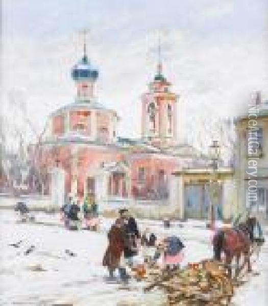 Winter Morning Oil Painting - Constantin Alexandr. Westchiloff