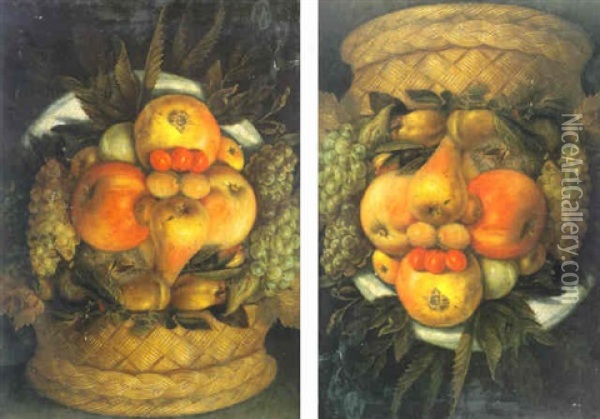 Anthropomorphic Portrait Of A Man Composed Of Fruit Oil Painting - Giuseppe Arcimboldo