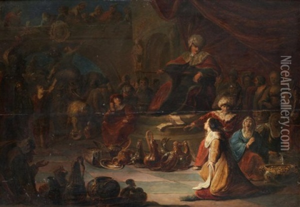 La Rencontre De La Reine De Saba Et Du Roi Salomon Oil Painting - Benjamin Gerritsz Cuyp