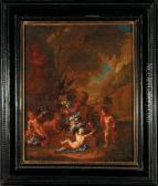 Niderlandy, Xvii/xviii W. Oil Painting - Gaspar-pieter The Younger Verbruggen