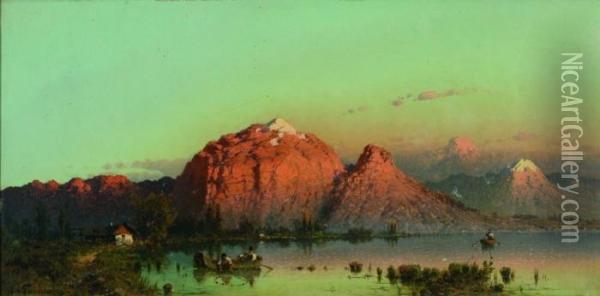 Lago Di Auronzo. Oil Painting - Aleksander Swieszewski