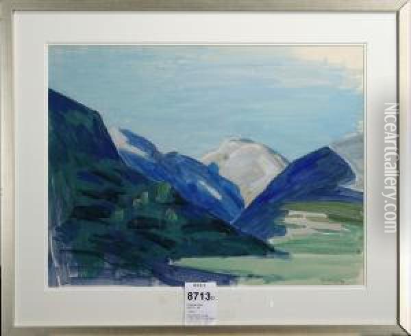 Fjordlandskap Oil Painting - Ewald Albin Filip Dahlskog