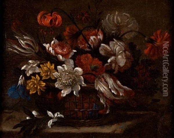 Cesto Con Flores Oil Painting - Juan De Arellano