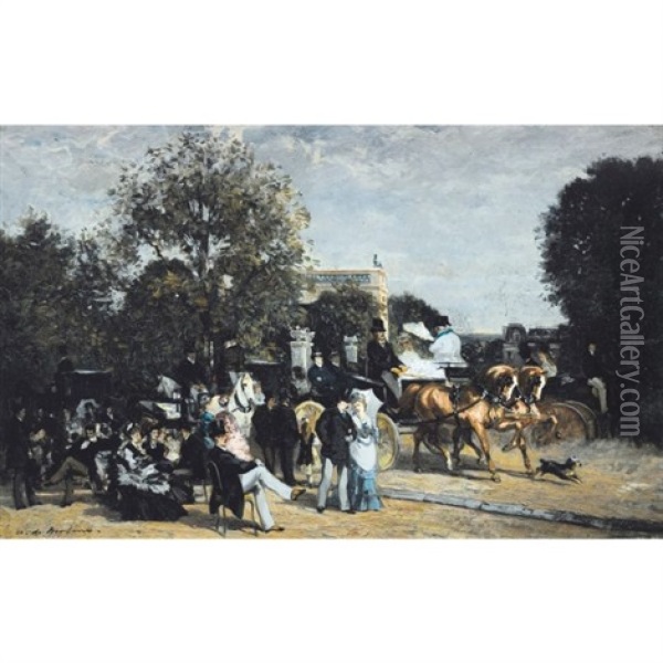 Promenade Au Bois De Boulogne Oil Painting - Auguste de Molin