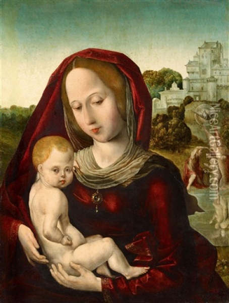 The Virgin And Child Oil Painting - Juan De Flandes