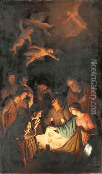Adoration of the shepherds Oil Painting - Gerrit Van Honthorst