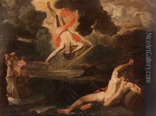 The Fall of Phaethon Oil Painting - Giovanni Battista Carlone
