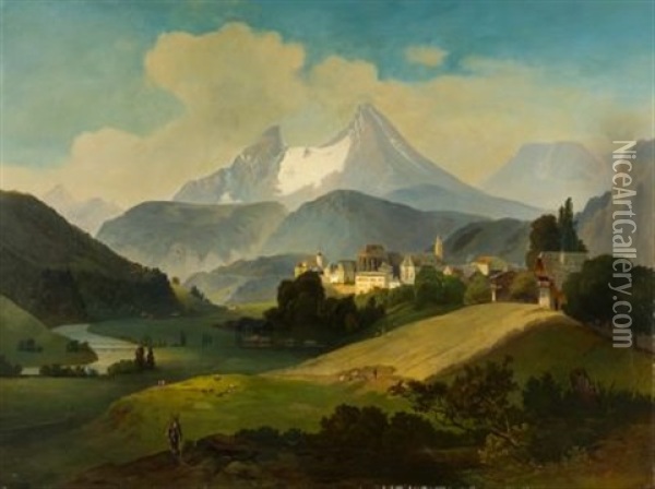 Berchtesgaden Mit Dem Watzmann Oil Painting - Julius Lange