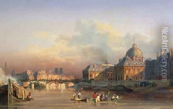 A View of Paris from the Seine Oil Painting - Louis Nicolas Matout