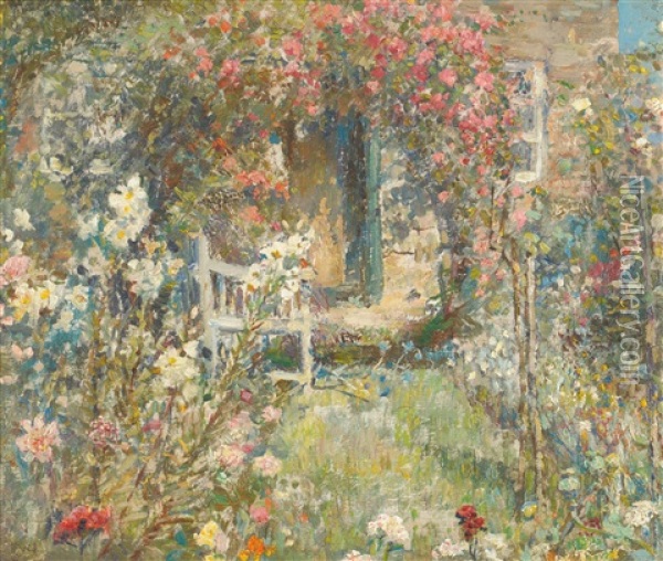 The Cottage Garden Oil Painting - Frederick William Jackson