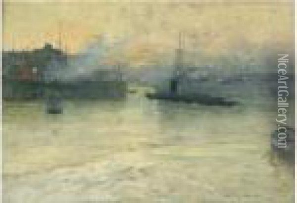 Le Bassin Du Treport Oil Painting - Luigi Loir