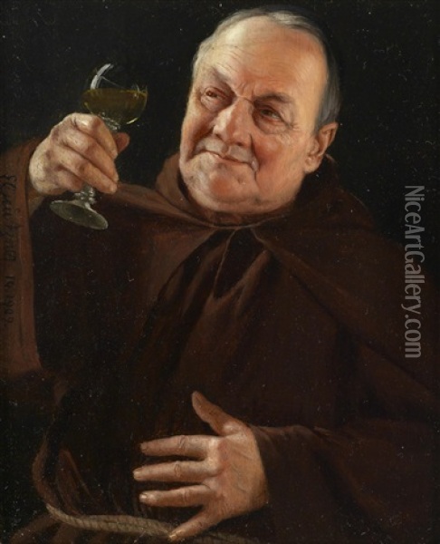 Ein Guter Schluck Oil Painting - Eduard von Gruetzner
