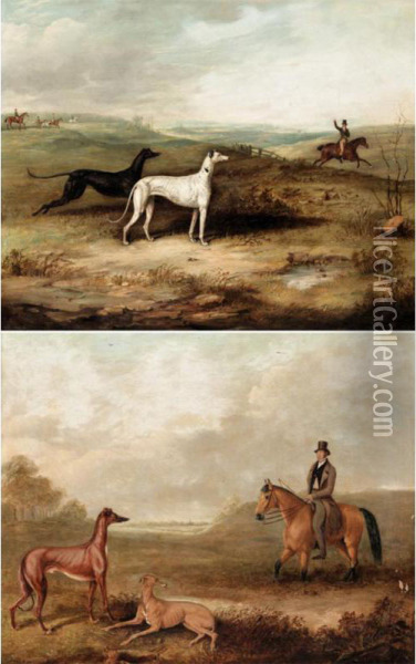 Hare Coursing Scenes Oil Painting - Thomas W. Bretland