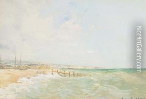 A View Of A Beach Near Brighton Oil Painting - Jules Lessore
