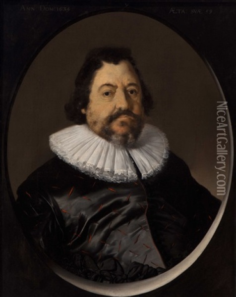 Portrait Of A Distinguished Gentleman At The Age Of 59 Oil Painting - Willem Cornelisz Duyster