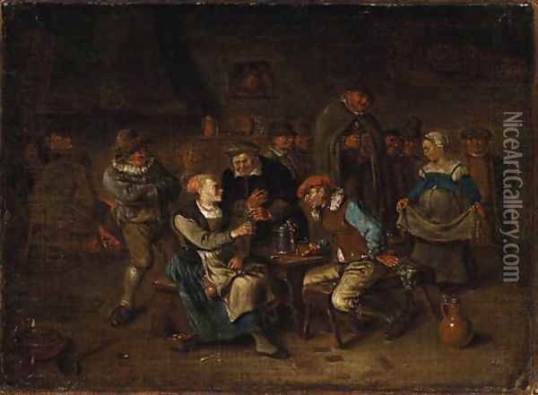 Peasants merry making in a Tavern Oil Painting - Egbert van, the Younger Heemskerck