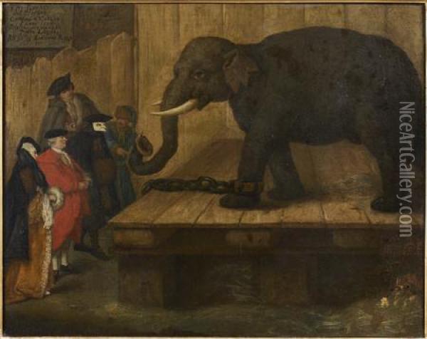 L'elephant Oil Painting - Pietro Longhi
