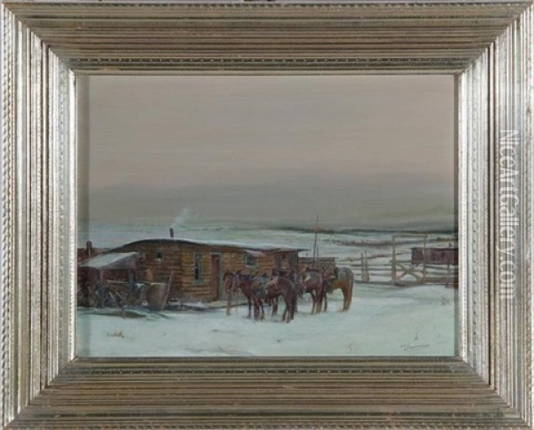 Bunk House, Taos, Nm Oil Painting - Oscar Edmund Berninghaus