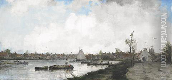 Op. Weg Naar Delft Oil Painting - Johann Hendrik Van Mastenbroek