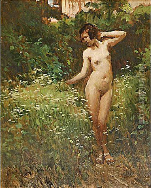 Nuda Nel Verde Oil Painting - Giovanni Zangrando